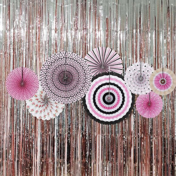 HOLA FIESTA - 12 - Multi-Color Paper Fans Flower and 2X4m Hangings for Halloween - Picture 3 of 3